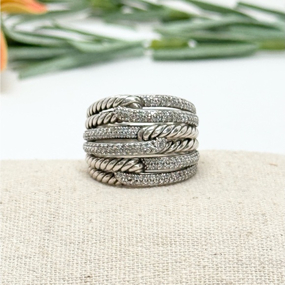 David Yurman Triple Loop Diamond Labyrinth Ring .925 Sz 8 - Picture 4 of 12